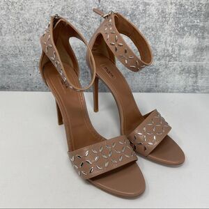 Alaia Silver Studded Beige Nude Leather Sandals 40